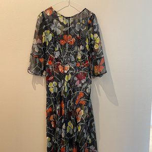 LK Bennett navy and floral print maxi dress size US4 / UK8 / EU36